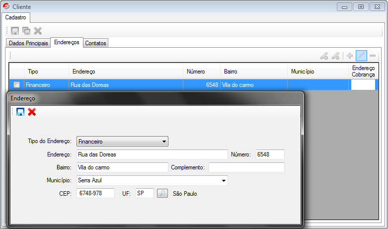 Cadastro de endereço